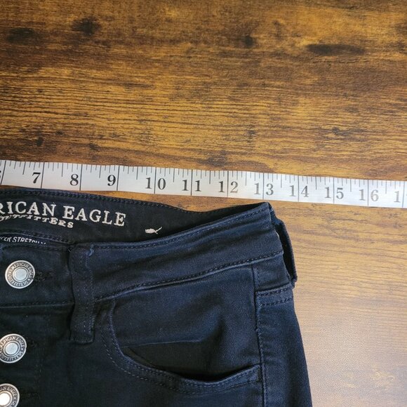 American Eagle Jeans 4 L Button Fly Jegging Super Hi Rise Super Stretchx Black - Picture 7 of 12